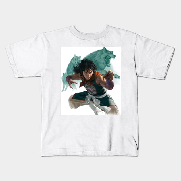 Wolf Martial Artist Kids T-Shirt by HeatherTwn